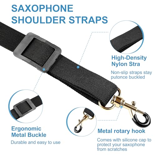 image for KUWAN Saxophone Neck Strap Soft Sax Leather strap Padded for Alto Sax 