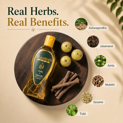 Image of Amla & Mulethi Herbal hair oil (works like a serum) for Hair Growth & Fall Control (180ml) |Reduces Hair fall, Strengthens Roots, Promotes Hair Growth | Non-Sticky, Fast Absorbing| For Men & Women