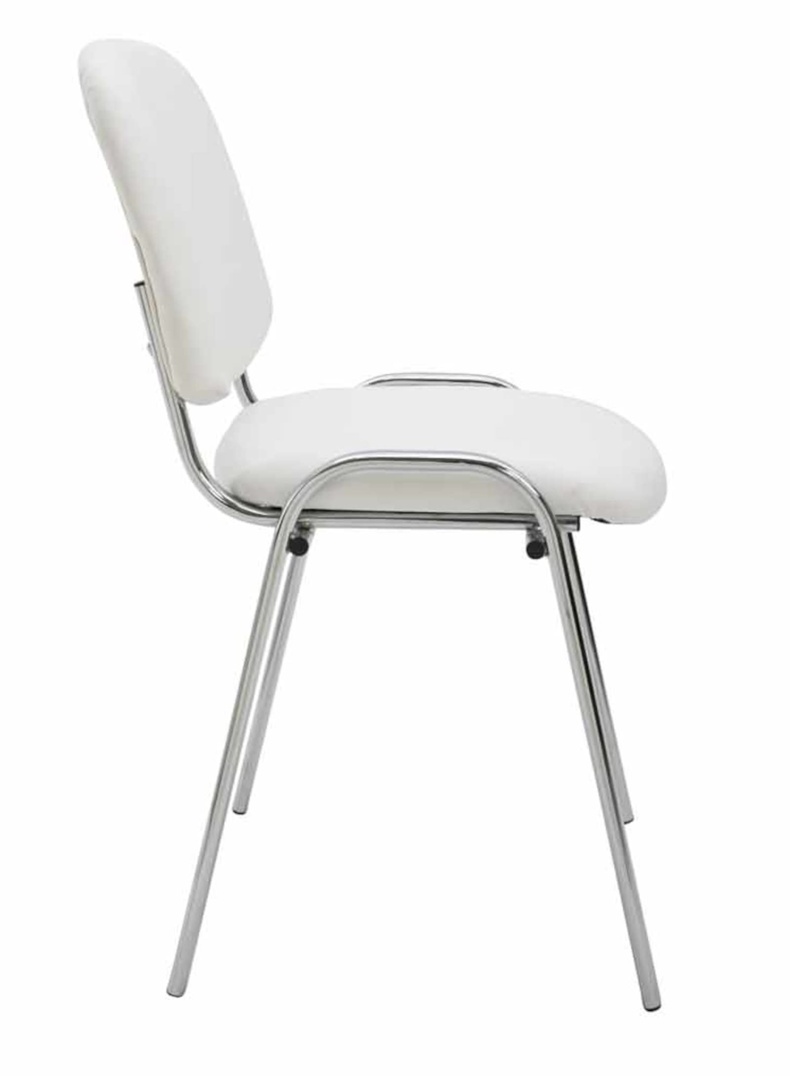 CLP Lot de 4 Chaises De Conférence Ken en Similicuir I Chaise Visiteur avec Piétement en Métal Chromé, Couleur:Blanc