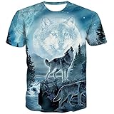 QCIV Wolf Shirt for Men 3D Printed Animal T-Shirts Short Sleeve Top Tees (M, Wolf Shirt)