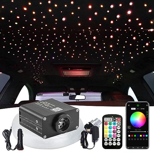 Image of FIREWORK Starlight Headliner Kit, 16W Twinkle RGBW Sound Sensor Fibre Optic Lights Star Ceiling Light for Home & Car Ceiling Headliner Decoration with Music+APP+Remote Control 160pcs*0.03in*6.5ft/2m