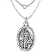 Sterling Silver St Luke Medal Necklace Oxidized finish Oval 24 inch 1.8mm Chain
