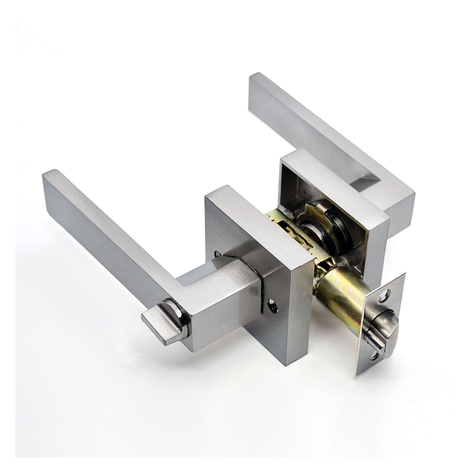 Shundeed B Square Door Handle With Lock, Suitable For Indoor Edroom Door, Athroom, Etc.three-Pole Spherical Lock, Five Colors Are Available.(B)