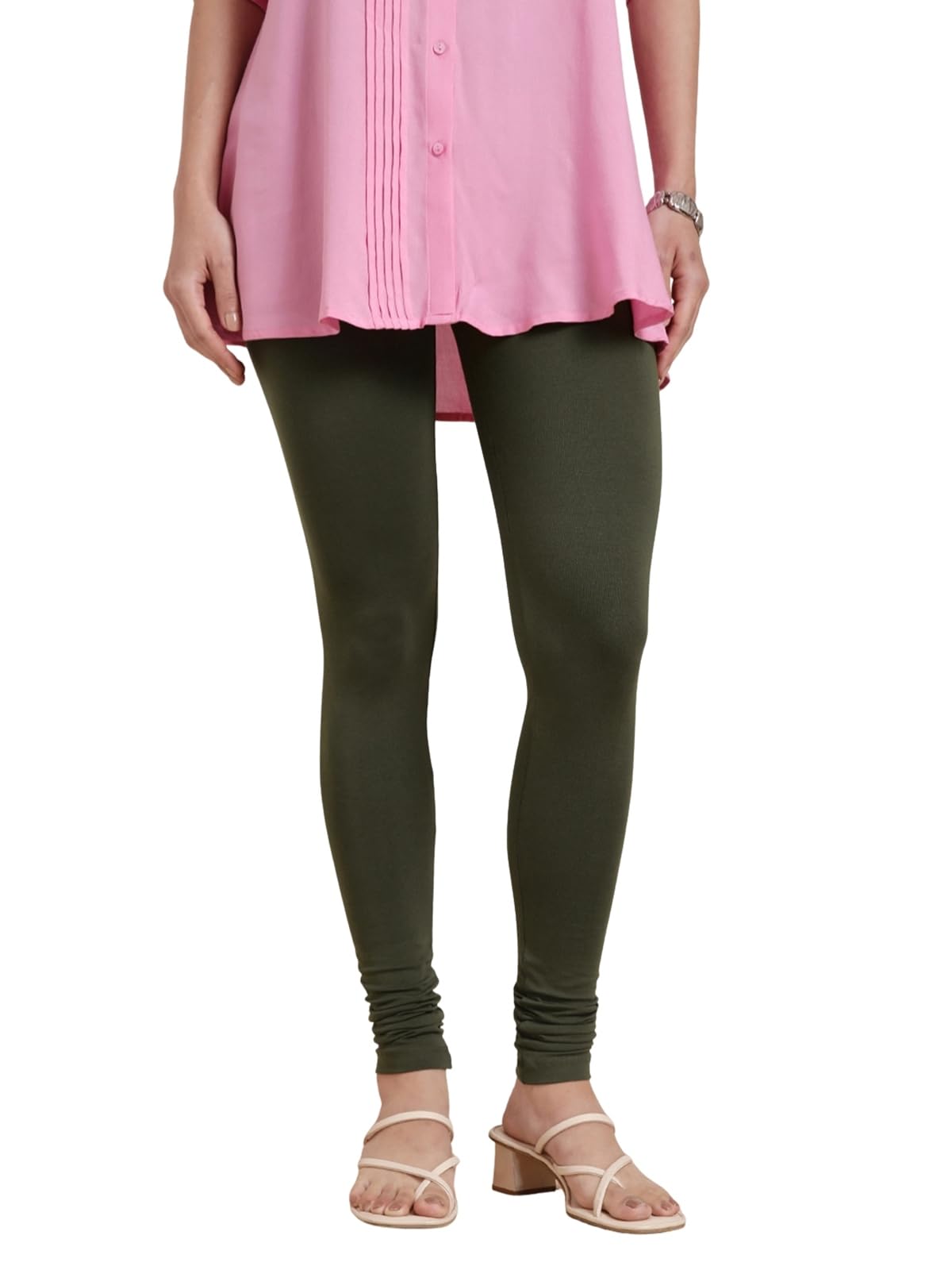 twin birds Churidar Leggings for Women | Super Stretchable Cotton Elastane | Wide Waistband | Comfortable Daily Ethnic, Casual & Kurti Wear Jungle Green-picture-32