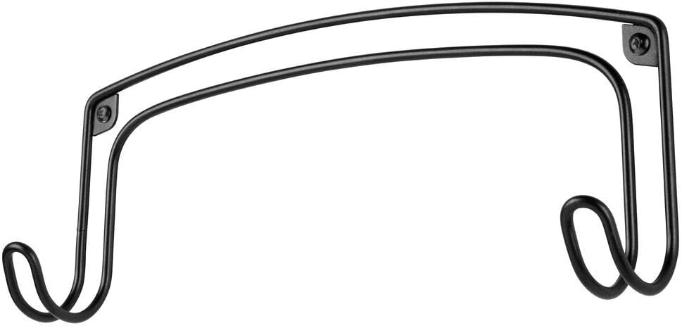 mDesign Metal Wire Wall Mount Ironing Board Holder - 2 Strong Hooks Hold Ironing Board, Towels, Cleaning Brushes, Spray Bottles, Coats - for Laundry Rooms, Utility Rooms, Closets, Garages - Black
