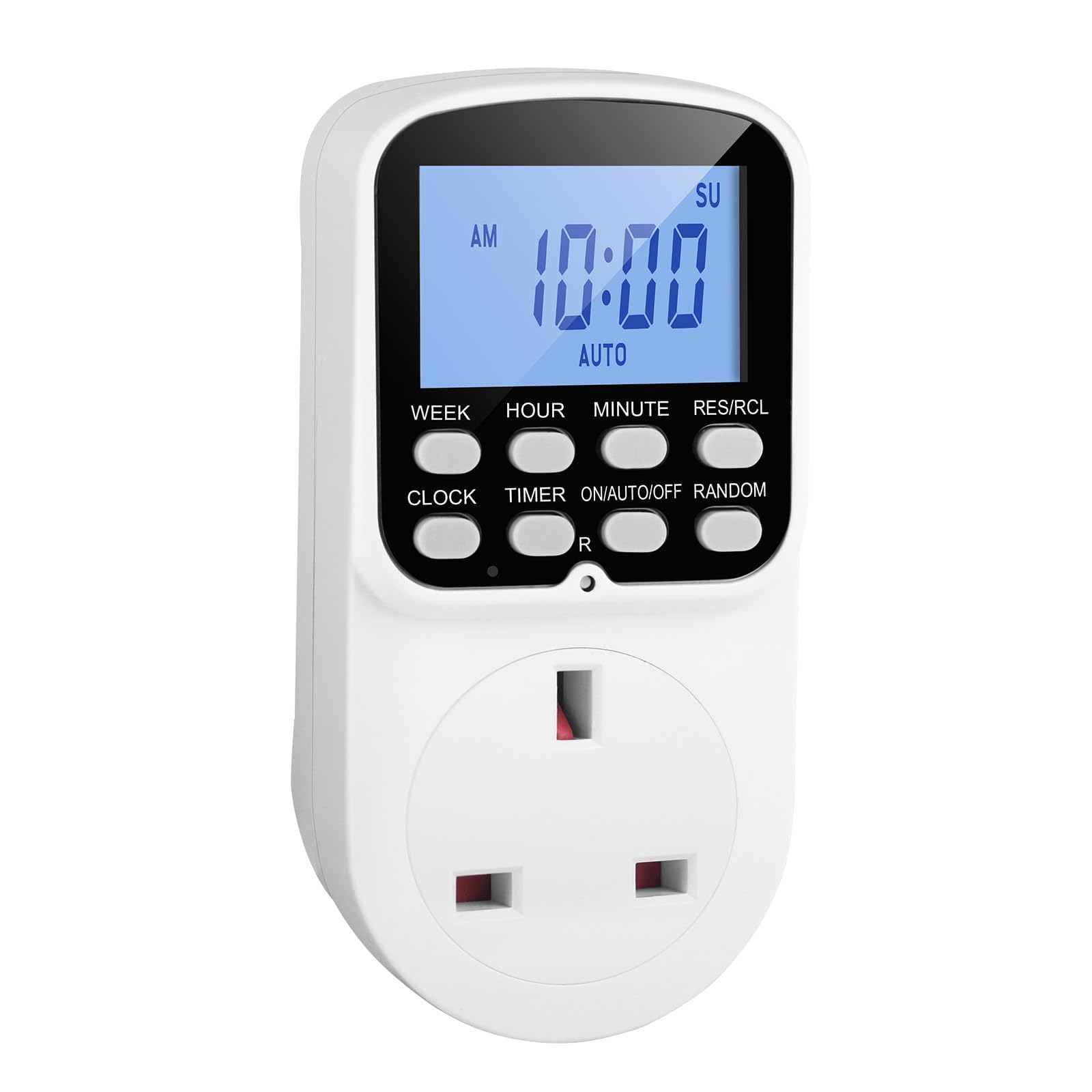 Digital Plug Timer Socket UK, 24-Hour Weekly Programmable Plug-in Timer Switch with LCD Backlight, Electric Socket Timing Switch Random On/Off for Home Security Christmas Lights Indoor Appliances