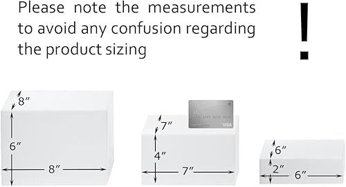 Vista 33 de Red Co. Juego de 3 elevadores de acrílico blanco brillante con fondo hueco