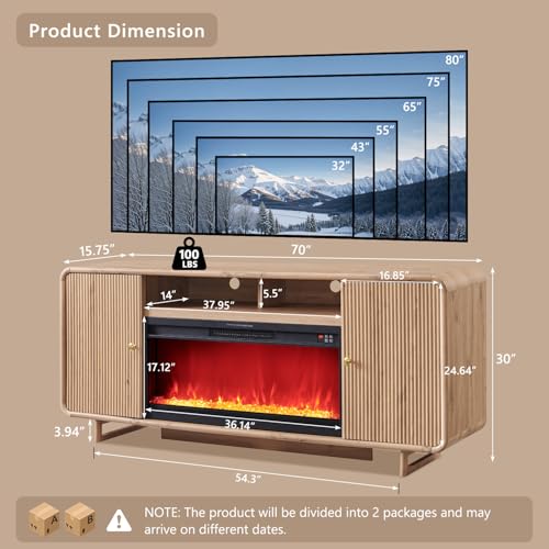 Electric Fireplace TV Stand Modern