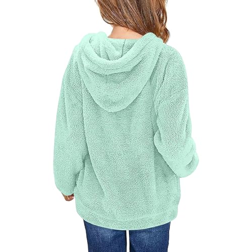 Girls Fuzzy Hoodie Warm Sherpa Sweatshirts with Pockets Cozy Fleece Sweater Long Sleeve Furry Pullover Tween Clothes2