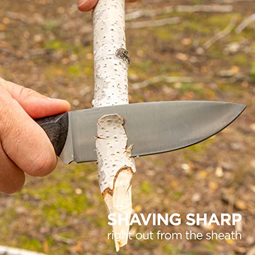 BPS Knives Savage - Scharfe Carbonstahl Feststehende Klinge Bushcraft Messer - mit Lederscheide - Outdoor Vollständig durchgehendes Messer - Überlebens-Camp-Messer – Bild 3