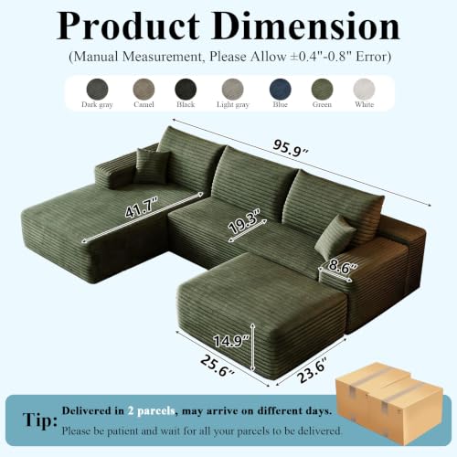 Image of Boneless Cloud Sectional Couch Modular Sofa with Ottoman for Living Room