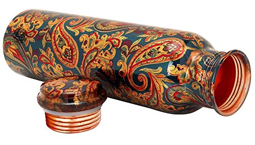 Image of DSH Copper Bottles for Water 1 Litre Printed Design with Fine Art Work, Yoga Water Bottle 1000 ML (Color 07)