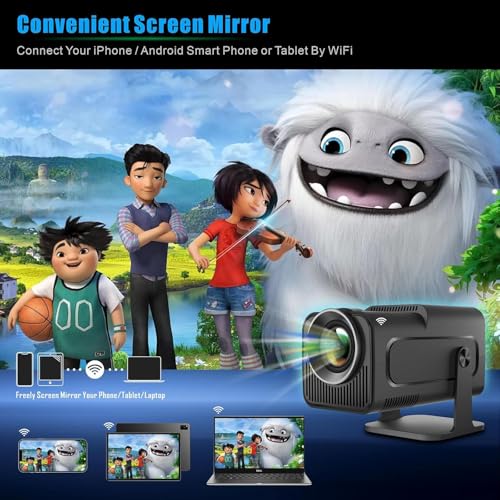 Image of BIGASUO Hy320 Mini Portable Projector-5G WiFi 6,Bluetooth 5.0 and Android 11,Support 4K and 1080P Full Hd,12,000 Lumens,Led Projector with 4D /4P (BGP26)