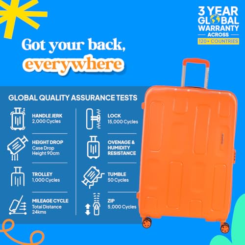 Image of American Tourister Ivy 2.0 | Large Size Check-in Trolley Bag (79 cm) | 360 8 Wheel Travel Luggage | Hard Case Polypropylene (PP) Suitcase | Combination Lock | Tan Orange