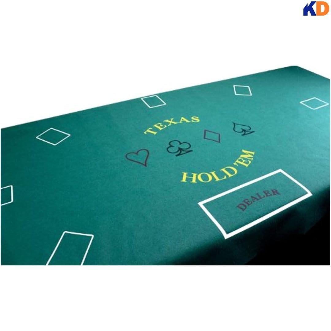 WMX Casino Tabletop Felt Mat 36 x 72 Inch Layout for Poker Games (Green Texas Hold'em) 2