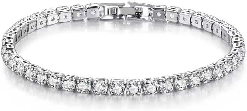 4MM Women Bracelet,Sterling Silver Tennis Bracelet for Women S925 Adjustable Bracelet Zircon Bracelet,Friend Bracelet,Gift for Mom