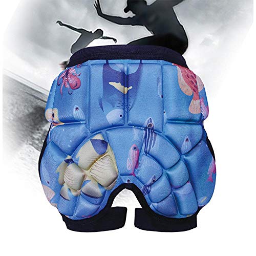 Julymoda Kids Protection Hip Pad 3D Padded Shorts Butt Sponge Padded Breathable Protective Gear for Skating Snowboard Sports (for 6-12 Years Old) Blue