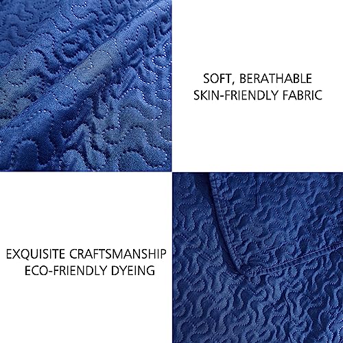 Jml Quilts Set, Bedspread Coverlet Set With Pillowcases - 3 Piece Soft And Lightweight Bed Quilt For Spring, Autumn And Summer (Embossed Stripe - Navy, Full/Queen(88"X92")) #TOP4
