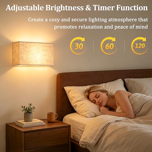 Image of VerRon Battery Operated Wall Sconces Set of 2 with Remote and Fabric Shade | 15 Color Changeable, Dimmable, Wall Mounted Lamps with Magnetic Bulbs for Bedroom Living Room Hallway, Rectangular Lampshade