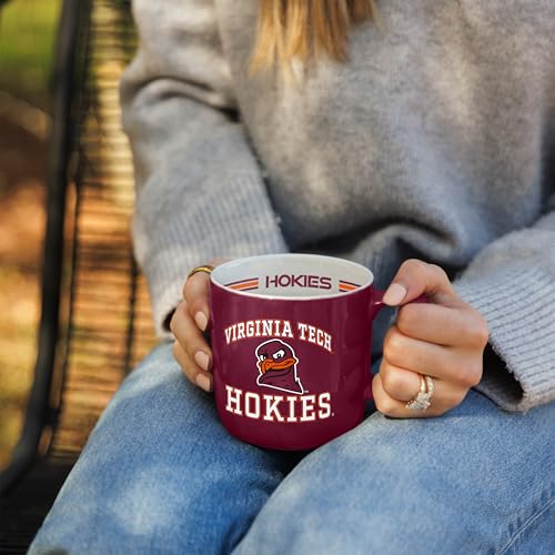 Image of Logo Brands NCAA Virginia Tech Hokies 15 oz Stripe Coffee Mug - Vintage Team Logo, Inside Print & Stripes, Microwave & Dishwasher Safe- Great Gift For Fans & Alumni