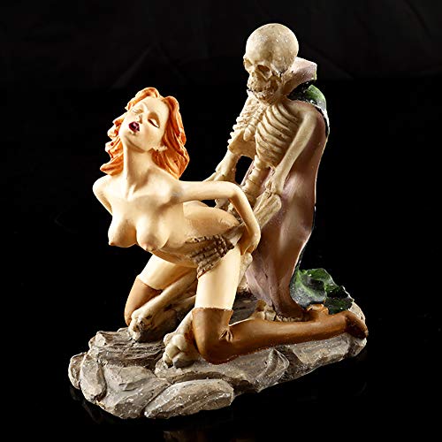 Estatua de pareja esqueletos de resina decorativa para hogar miniatura 3