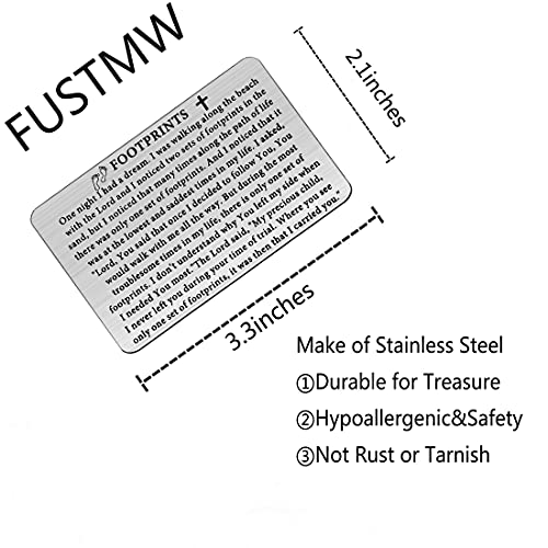 FUSTMW Poem Gifts Metal Wallet Insert Card It Was Then That i Carried You Engraved Wallet Card2
