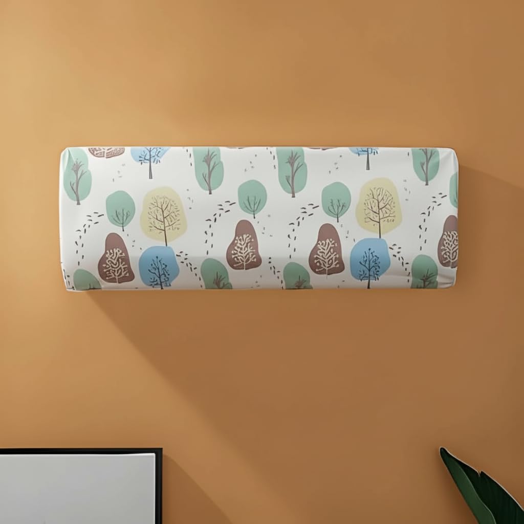 XANTHIC Air Conditioner Cover for 1.5 & 2 Ton, Adjustable Split AC Cover for Indoor Unit, Folding, Stretchable, Washable, Waterproof & Dustproof, Fits on All Models 110*33*31 cm.(Random colour,Print)