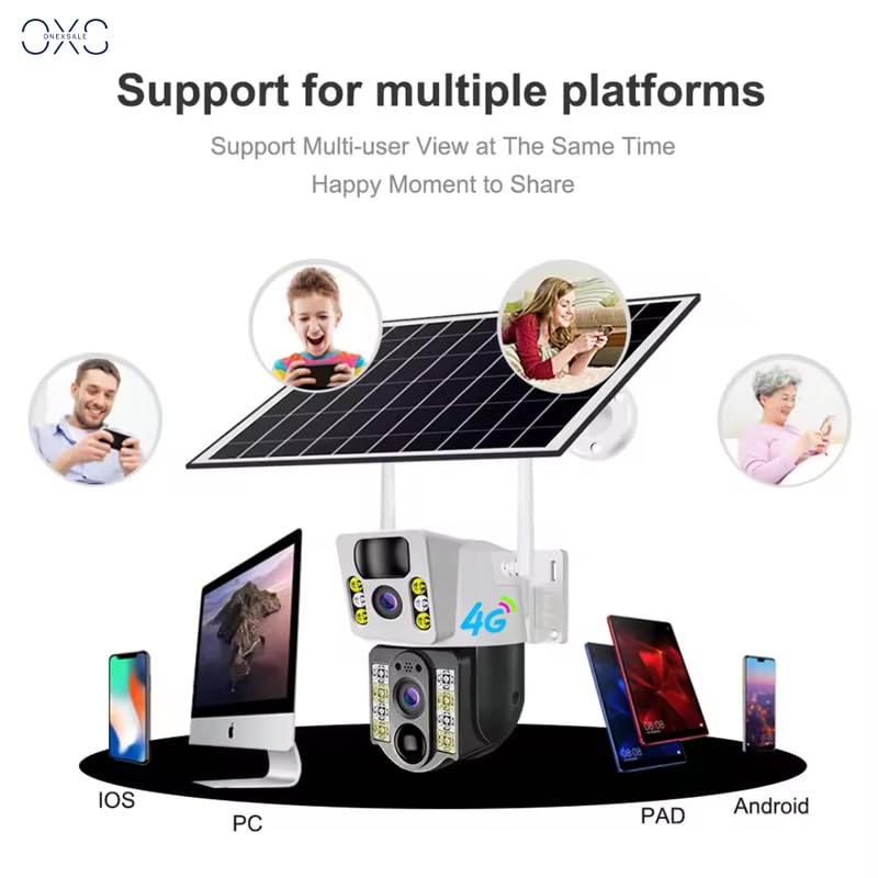 OneXsale 4G SIM Cellular Wireless Solar CCTV Camera | 2MP/3MP HD | IP66 Weatherproof | 360° Pan Tilt | PIR Human Detection | Two-Way Audio | Motion Alert | V380Pro App 3