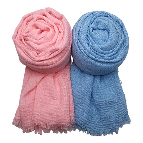 MANSHU 3PCS Women Soft Scarf Shawl Long Scarf, Scarf and Wrap, Big Head Scarf E - Thumbnail 3