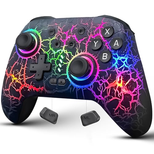 Image of Switch Controller Compatible with Switch /Switch Lite /OLED /PC, Programmable Wireless Switch Controller with 10 LED Light, 6-Axis Motion, Turbo, Vibration, One-Key Wake Up & Pairing, 1000mAh Battery, Flame