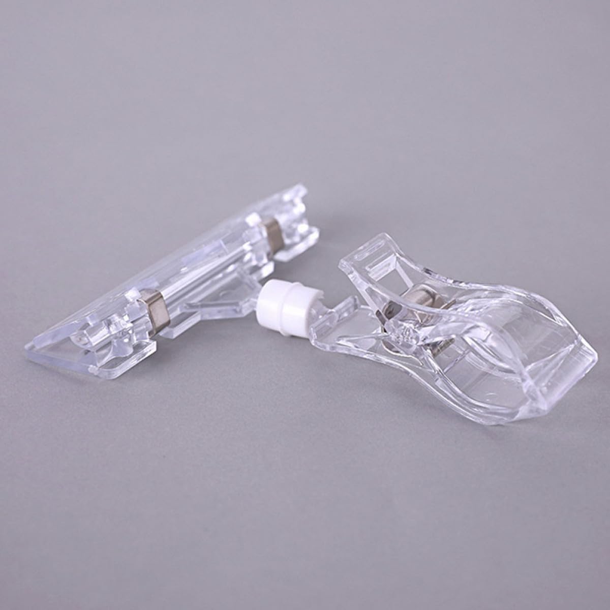 Clip Plastique Rotatif Double Tête Transparent pour Porte-étiquettes de Prix, Base Arc et Pince Plate, pour Expositions et Centres Commerciaux
