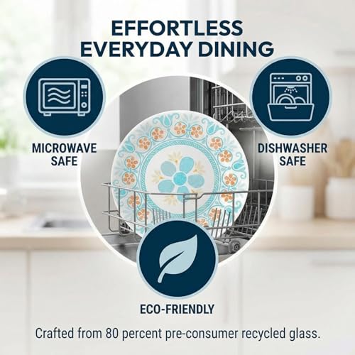 Image of Corelle Terracotta Dreams Dinnerware Set for 6 18 Pieces Dinner Plates, Appetizer Plates, and 18 Oz Bowls Dishwasher, Microwave, and Freezer Safe Proudly Made in the USA