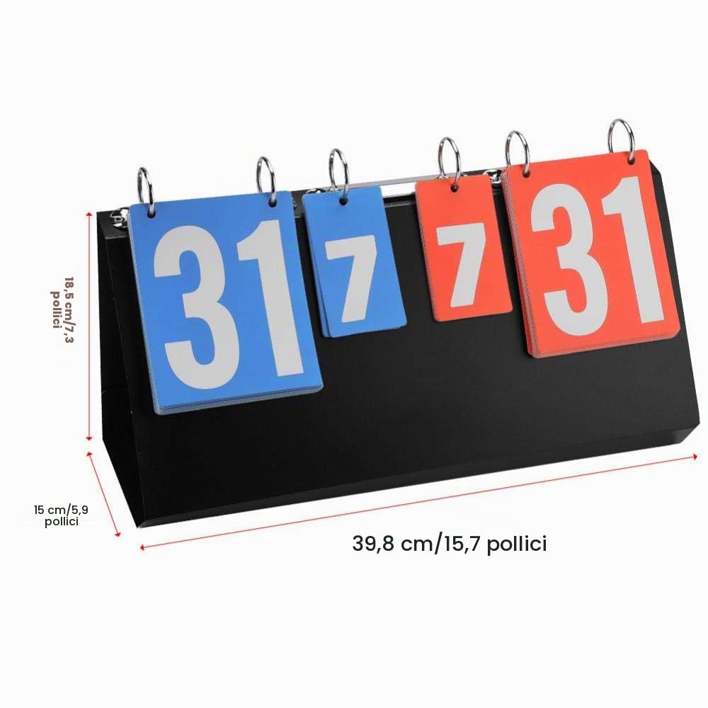 Jadeshay Tabellone Segnapunti,6 Cifre Portatili Flip Sport Scoreboard 0-99 Digitali Tabellone Segnapunti da Tavolo Capovolgi Il Tabellone degli Sportivo per Pallacanestro da Ping-Pong