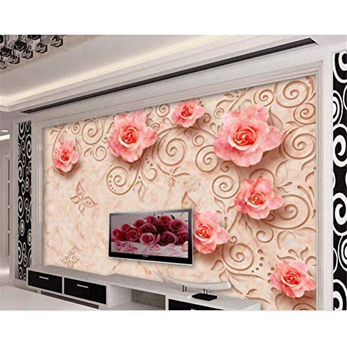 Tapete für Wohnzimmer Europäische Luxus Soft Bag Marmor Relief Rose Tv Hintergrund Wandtapete für Wände 3D 208cmX146cm|81.89inX57.49in