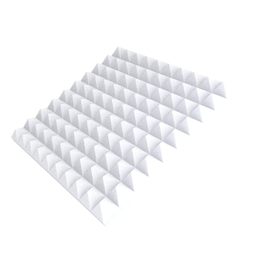 Pannelli Fonoassorbenti Piramidali bianco 50x50x5cm Pacco da 10. Elimina eco e riverbero Non spediti sottovuoto