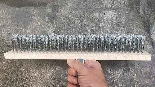 Image of 16 inch Heavy-Duty Rough Surface Floor Brush,Stainless Steel Wire Large Deck Scrub Brush 16 inch x 2.7 inch Removes Snow, Dirt & Grime on Drivways, Steps, Patios, Decks, Tile, Cement Without Stick (16 inch)