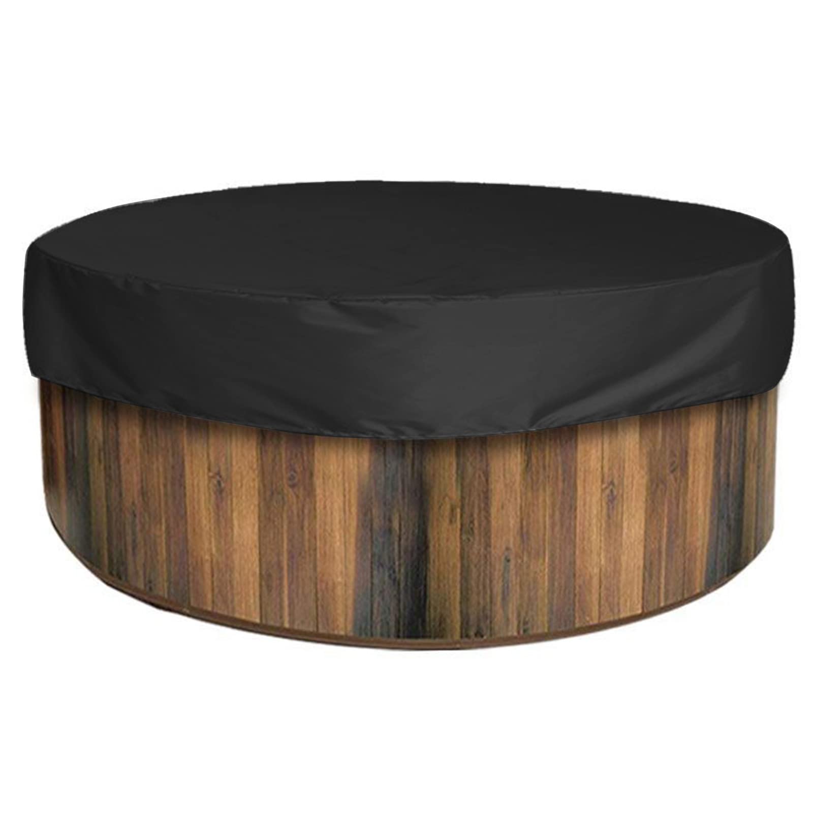 PRELGOSP Thermal Cover Hot Tub, Waterproof Hot Tub Cover with Drawstring, Uv & Weather Resistant Round Hot Tub Protection Cover for Outdoor Bathtub, Swimming Pool, Sandpit,black,190 * 90cm
