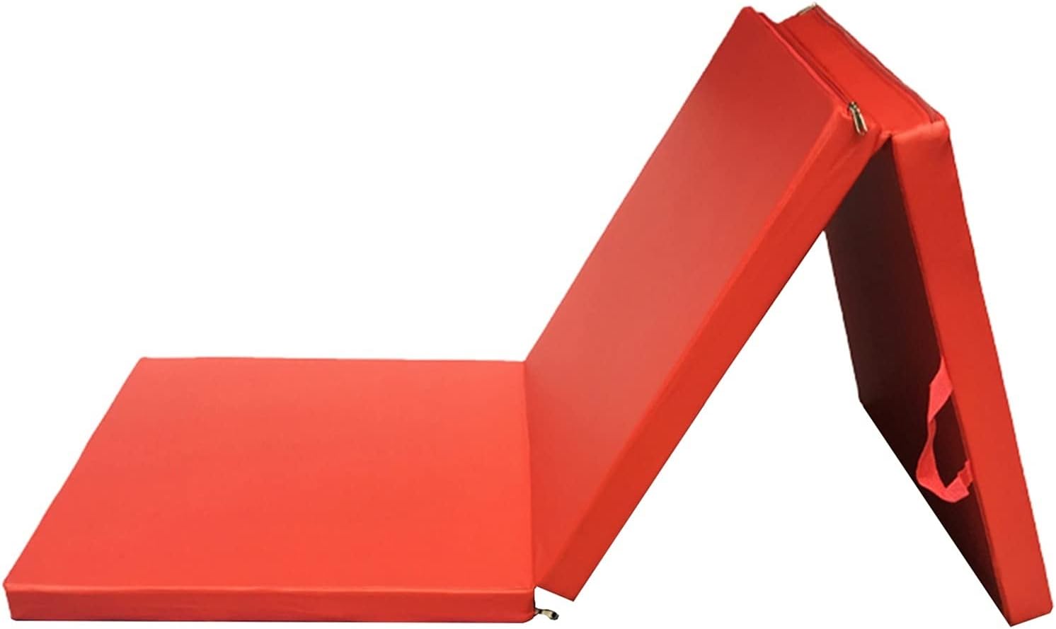 Exercise Mat Tri-fold Folding Gymnastics Mat, PU Bounce and Roll Training Mat, Easy to Carry 180x60x5cm (Color : Red)