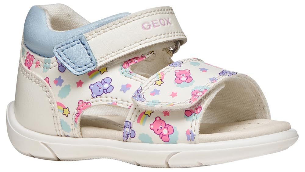 Geox Boys' Girls' B ZAPITO Girl Sandal, White/LT Blue, 26 EU