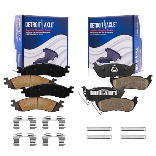 Image of Detroit Axle - Brake Pads for 06-10 Ford Explorer 07-10 Explorer Sport Trac | Mercury Mountaineer Copper-Free Ceramic Brake Pads w /Hardware Front and Rear Replacement