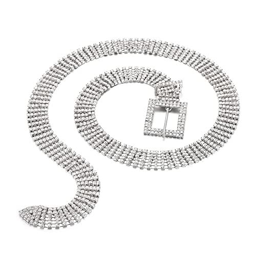 Ayliss Women Rhinestone Belt Bling Crystal Shiny Waist Dress Belt Silver Fashion Glitter Chains Dress Wedding Party Gift4