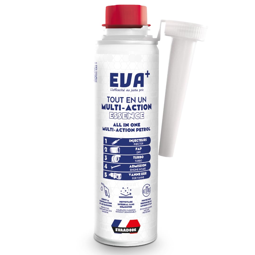 Décrassant Essence 5en1 300mL - EVA+ | EVAAD006 | Tout en Un Multi-action Sans Démontage | Nettoie Injecteurs EGR Turbo Catalyseur | Réduit Consommation | Nettoyant & Décalaminant Moteur Diesel