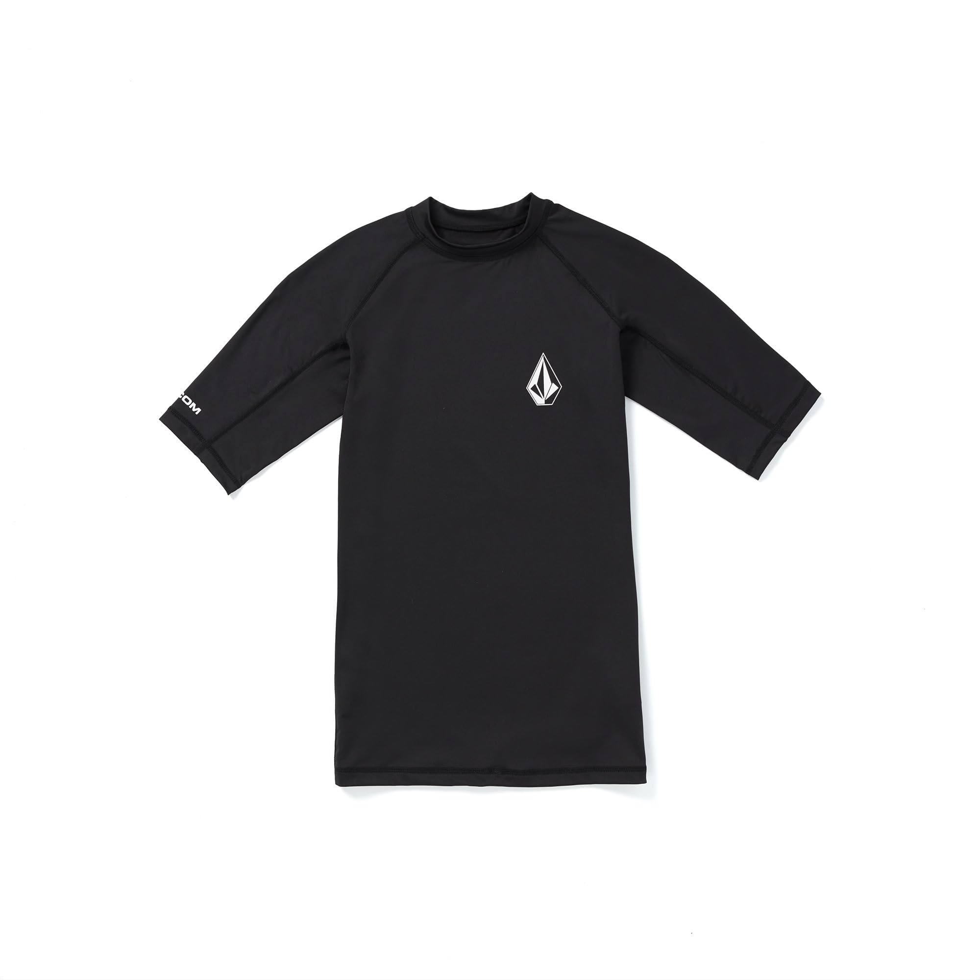 Volcom Men's Solid UPF 50+ Short Sleeve Rashguard, Black 124, Large