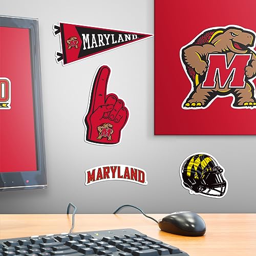 Image of University of Maryland 8ct Vinyl Sticker Pack - Large Waterproof Decals for Laptops, Water Bottles, Tablets, Vehicles, Scrapbooks & More - Officially Licensed UMD Designs