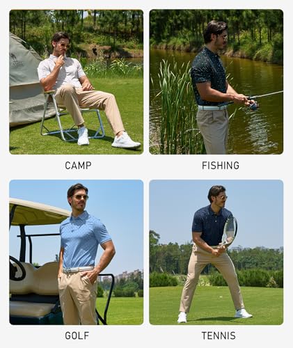 Image of ZITY Mens Golf Polo Shirts Short Sleeve UPF 50+ Performance Moisture Wicking Print Pattern Casual Collared Golf Shirt for Men