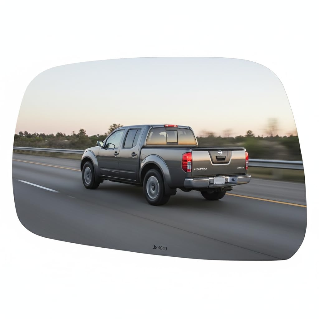 4043 Flat Driver Side View Mirror Glass, OEM# 96302EA18E/8474082Z00/96366EA00A, Fits Nissan Frontier 2005-2023, Pathfinder 2005-2012, Xterra 2005-2015; Suzuki Equator 2009-2012, Snap Fit