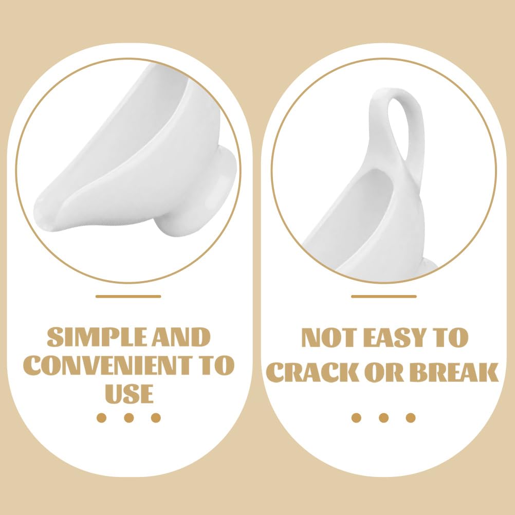 Angoily Set di 2 salsiere in porcellana bianca da 110 ml, con manico, per salse, condimenti per insalata, brodo di latte, crema, succo di formaggio, salse