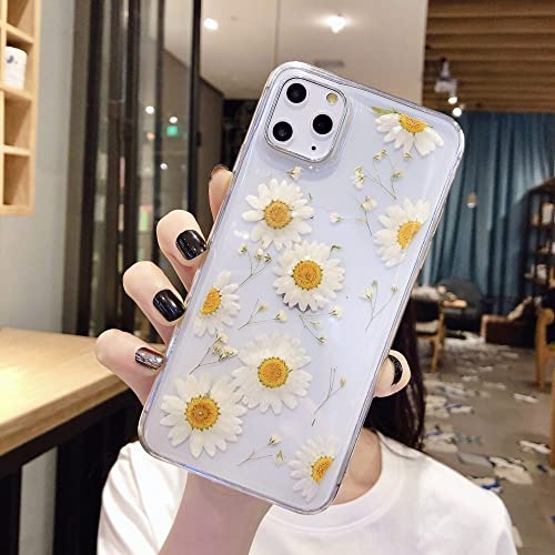 Coque silicone brillant pour iPhone 12 protectrice et antichoc motif fleuri chrysanthème