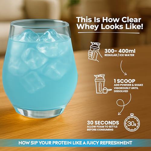 Image of Anytime Clear Whey Protein Isolate 480gm | 24g Protein Per Scoop | Blueberry Crush, 15 Servings | ISO & HACCP Certified | Lean Muscle Growth, Easy Digestion & Refreshing