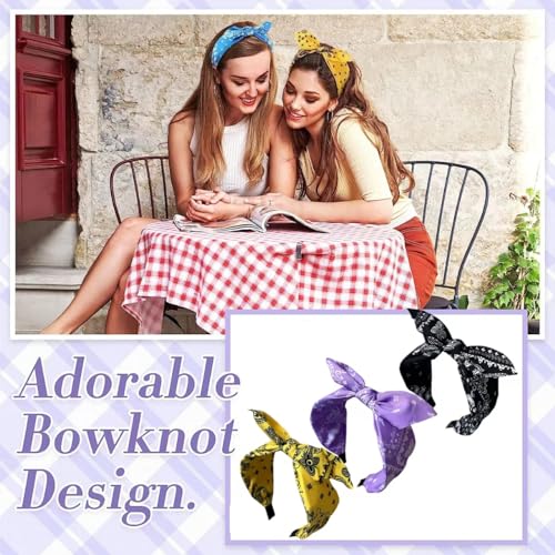 3Pcs Women Wide Headbands Non Slip Fabric Hairbands Elastic Twist Headband Wide Bow Knot Headwrap Alice Hair Bands for Women Uk (CashewBlack) - Image 3